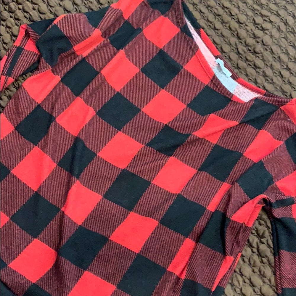 Buffalo plaid off shoulder top